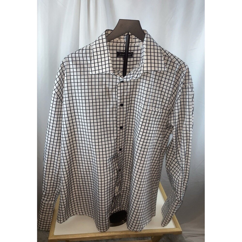 Avanti Uomo Stylish Unique Men’s Dress Check Shirt 18.5 34/35 Designer Business